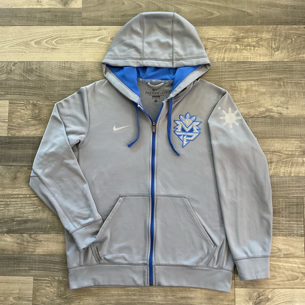 Nike Manny Pacquiao Pac-Man Therma Fit Zip Up Hoodie Men’s MEDIUM Grey Blue